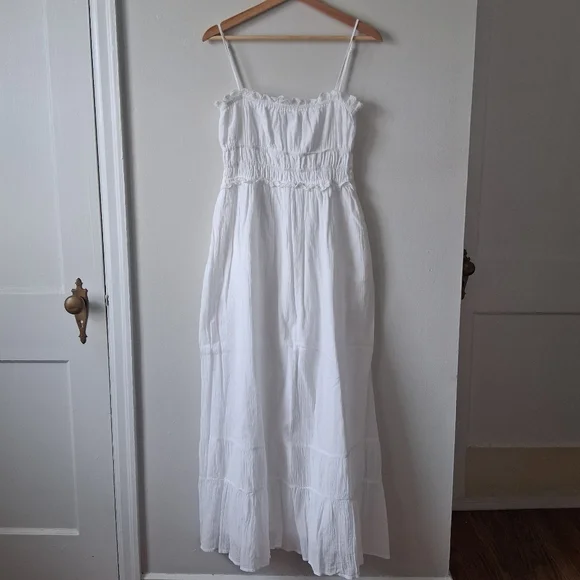 Zara White Maxi Tiered Dress Cotton - Picture 1 of 5